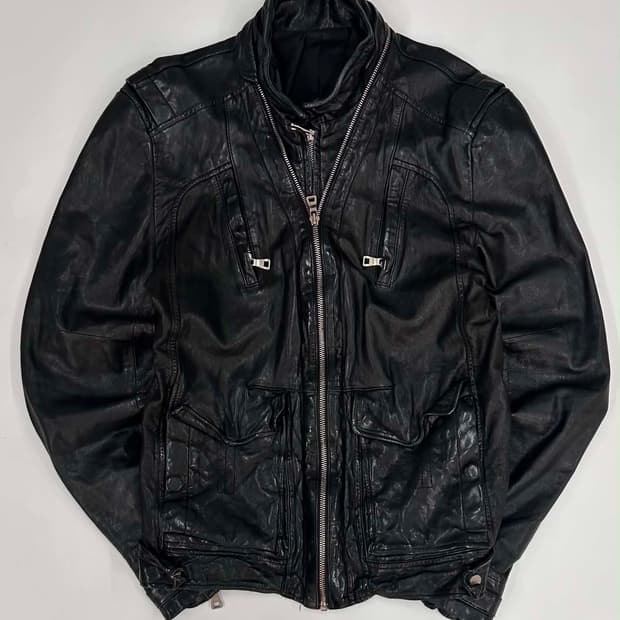 [M] Vintage 이태리 솔로프 leather 더블 디테일 집업 라이
