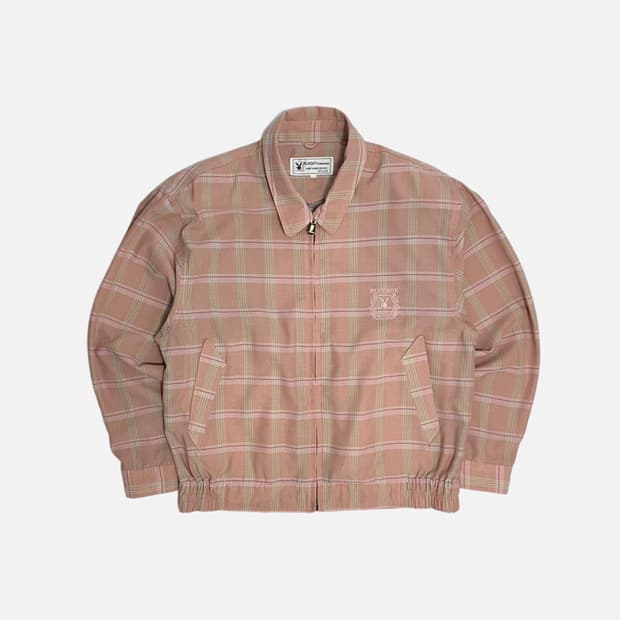 플레이보이 90s 체크 블루종 자켓