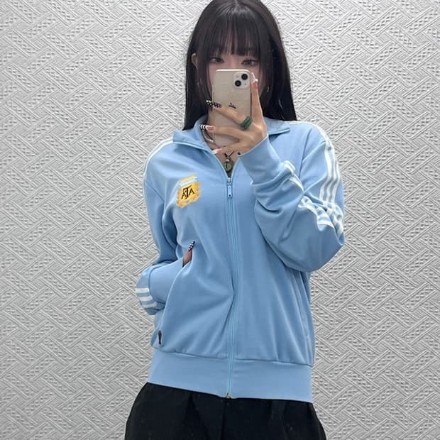 아디다스 올드스쿨 아르헨티나 연하늘 져지 집업 S C10530