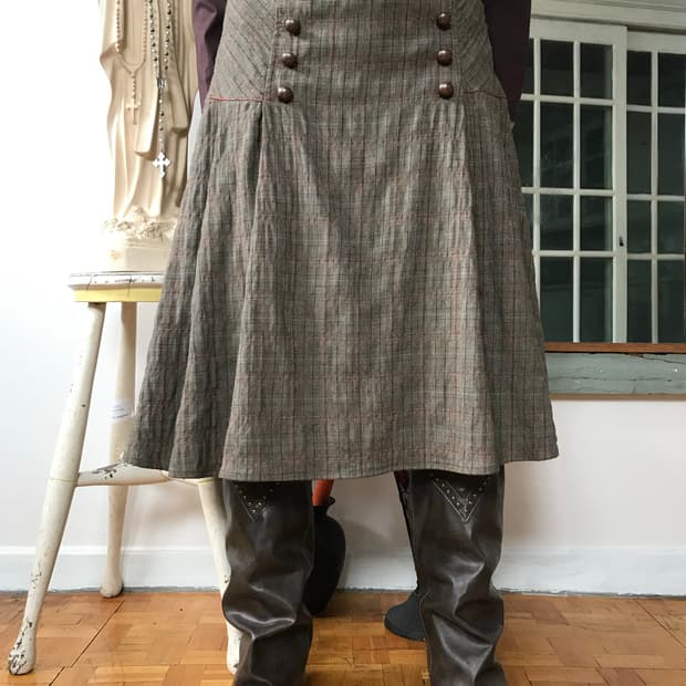 vintage check pattern skirt (29inch)