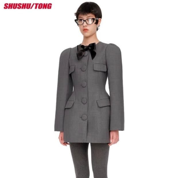 슈슈통/Shushutong 클래식 리본 재킷 원피스 (size M10)