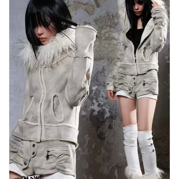 ARIADNAw 퍼자켓 후드 퍼후드집업 s사이즈