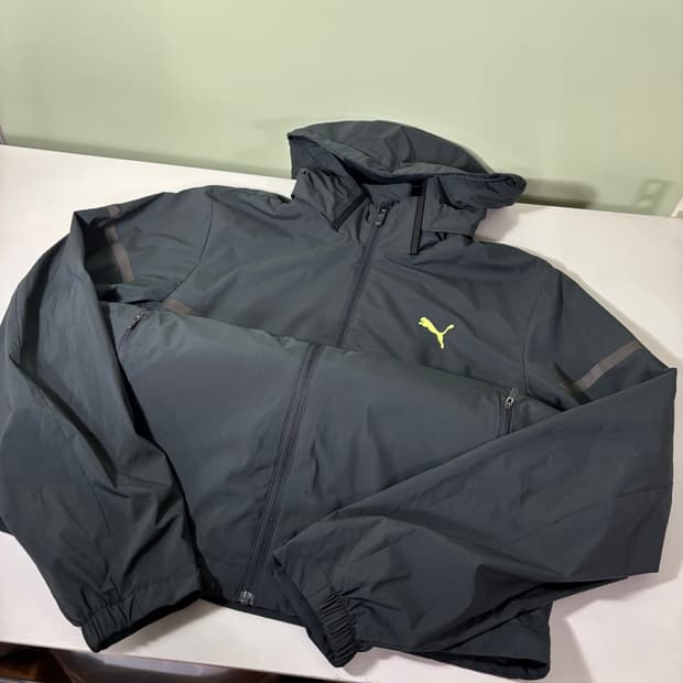 L 푸마 진그레이 후드탈부착 스카치 런닝 바람막이