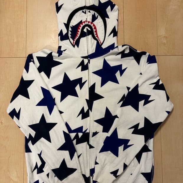 베이프 스타 패턴 샤크 후드 집업