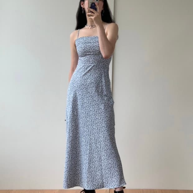 (새상품) 루루서울 워터릴리 슬림핏 드레스 블루