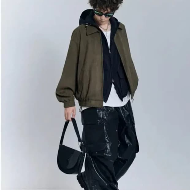 스탠다드에러 루즈 스웨이드 자켓 카키 사이즈L