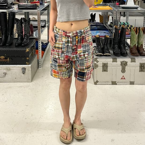 BROWNY madras patch work shorts 패치워크 부쉬