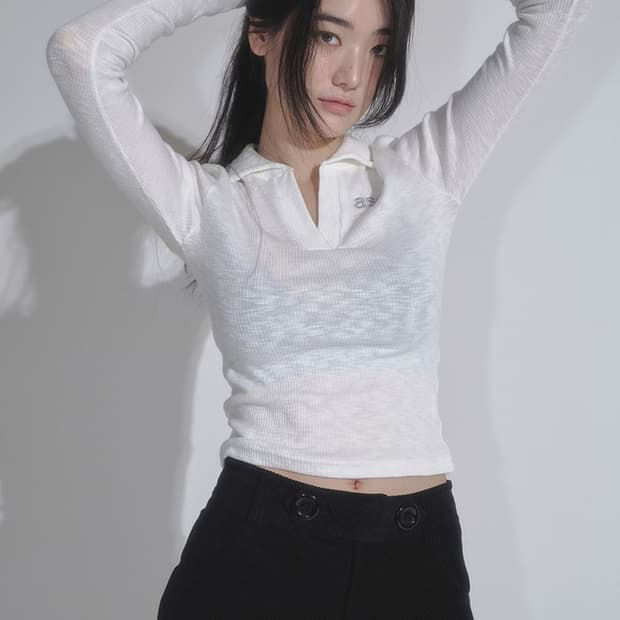 애즈온 아이비 카라 롱슬리브 화이트