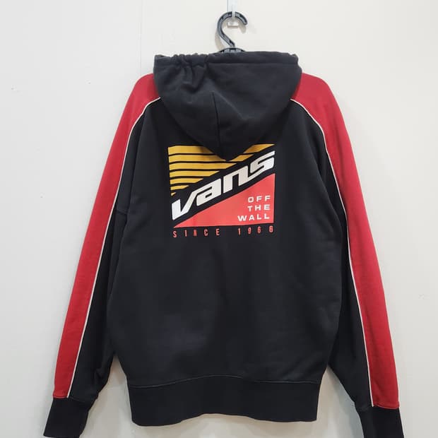 [S] 반스 Vans 후드 집업 S사이즈 블랙레드 백로고