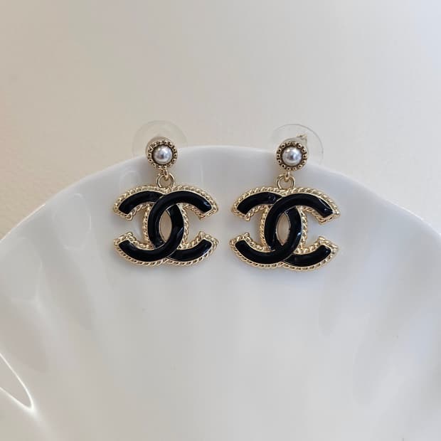 샤넬 블랙CC  체인장식 드롭귀걸이 샴페인골드 귀걸이  업사이클링