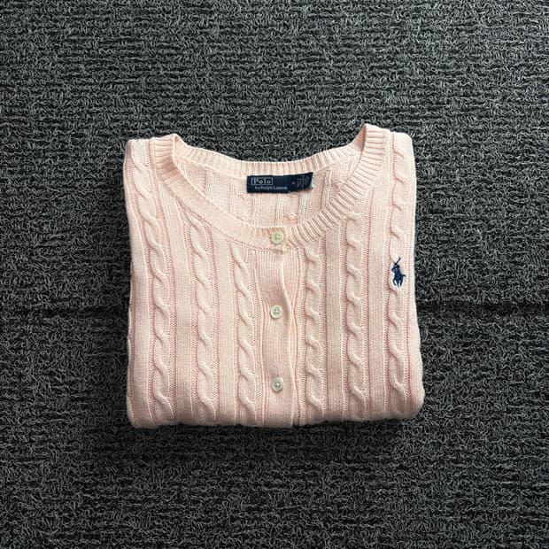 폴로 랄프로렌 우먼스 케이블 니트 반팔 가디건 3882