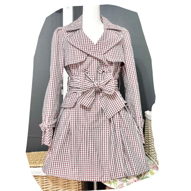  샤틴ㅡ 잔체크 트렌치 코트 M 새거수준