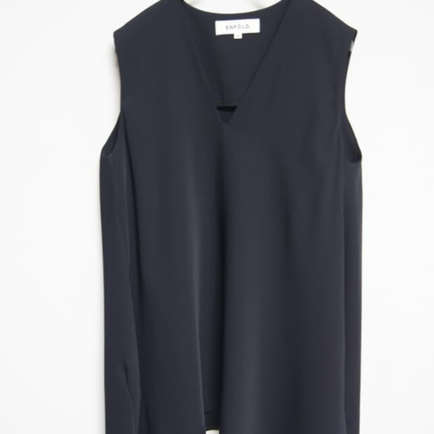 ENFÖLD 딥네이비 레이어드 블라우스