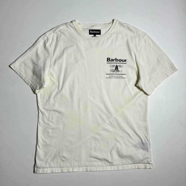 바버 Barbour 로고 등대 그래픽 코튼 반팔 티셔츠 R1997