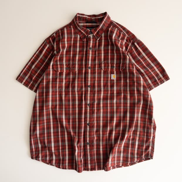 칼하트 투포켓 체크 반팔셔츠 2XL
