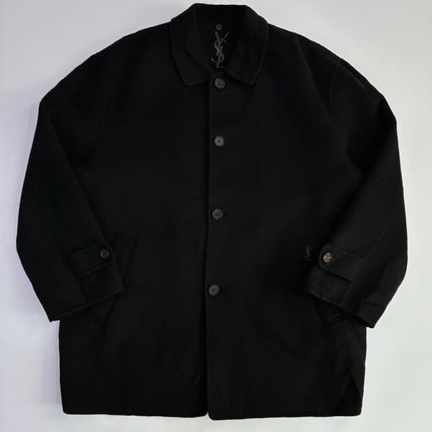 YvesSaintLaurent  입생로랑 포켓 자수 블랙 울 코트 (내피