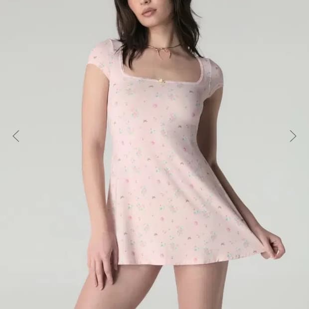 [M] 글로니 로지 스쿱 미니 드레스 핑크 부케