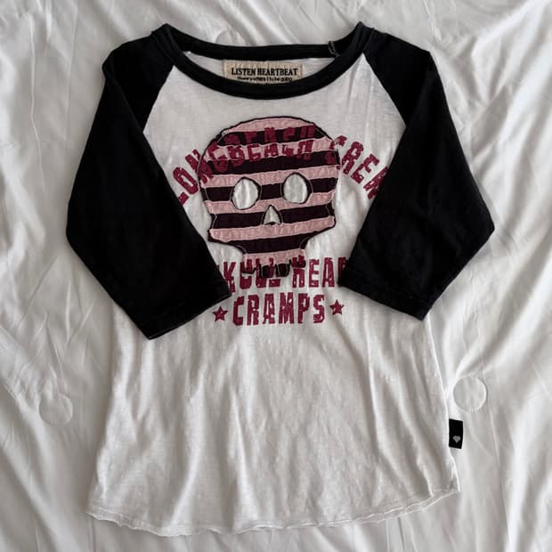 Stripe Skull Patchwork Half  Long Sleeve