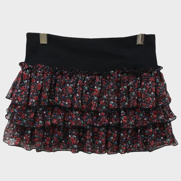 PINK MIX 플라워 밴딩 미니 스커트 67041