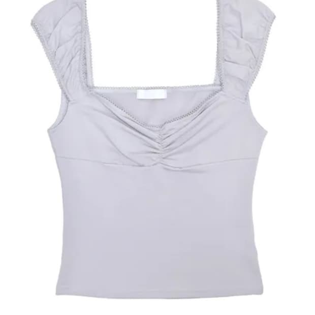 아쿠비클럽 셔링 레이스 슬리브리스 그레이