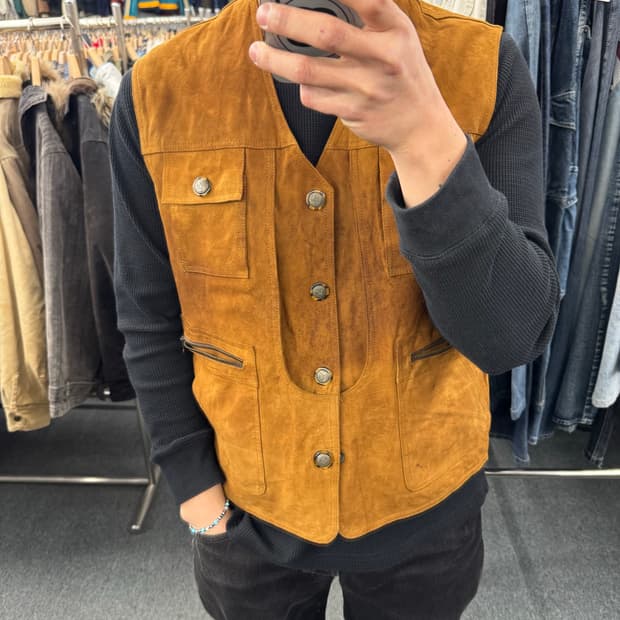 OS)아메리칸 빈티지 램스킨 브라운 웨스턴 베스트