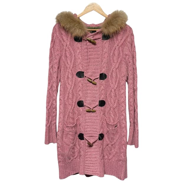 3726 핑크 퍼 떡볶이 니트 후드 가디건