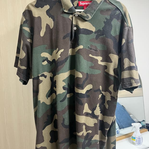 슈프림 워시드 카모 폴로 우드랜드 카모 - 25SS