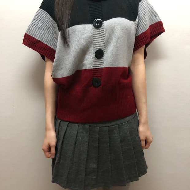 빈티지 버튼 터틀넥 니트