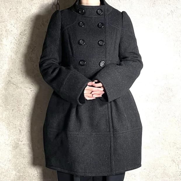 00s 버버리 블루레이블 더블버튼 울 코트 다크그레이