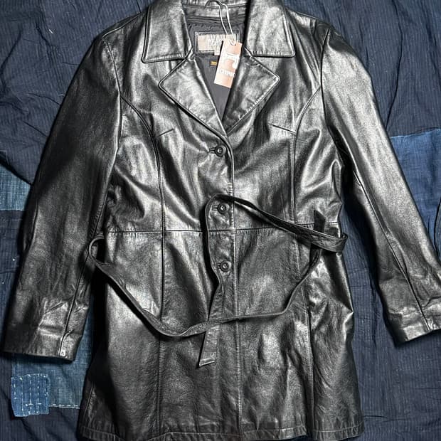 윌슨 레더 레더 벨티드 자켓 M