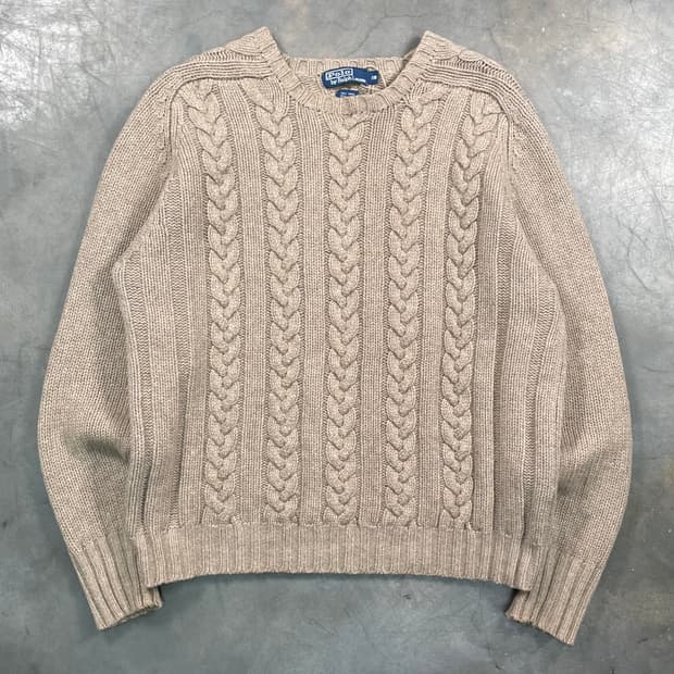 폴로 꽈배기 엘보 패치 니트