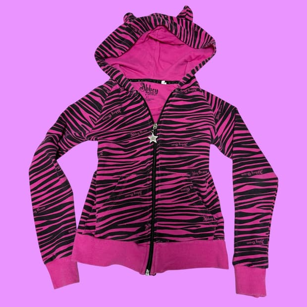 abbey dawn 핑크 지브라 고양이귀 후드집업
