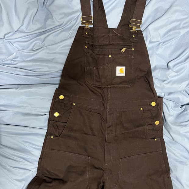 칼하트 오버롤(멜빵바지) 다크브라운 34x32