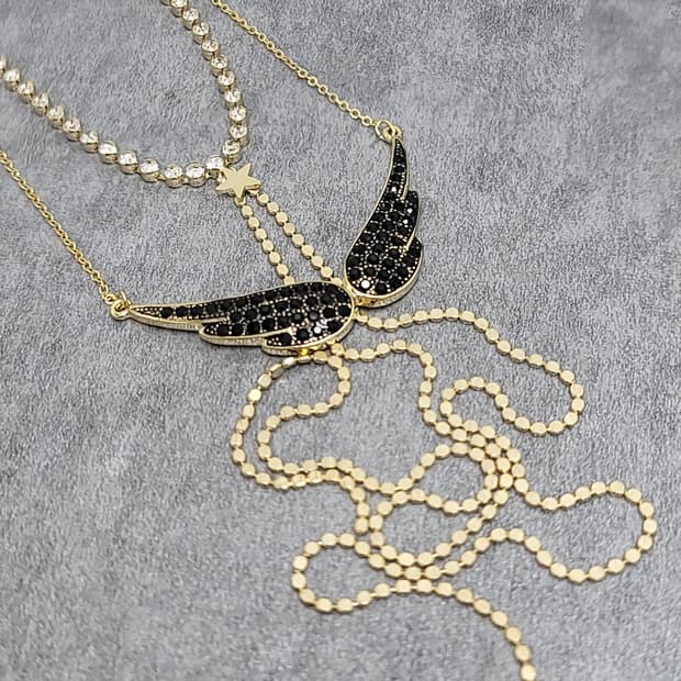 angel wing necklace set