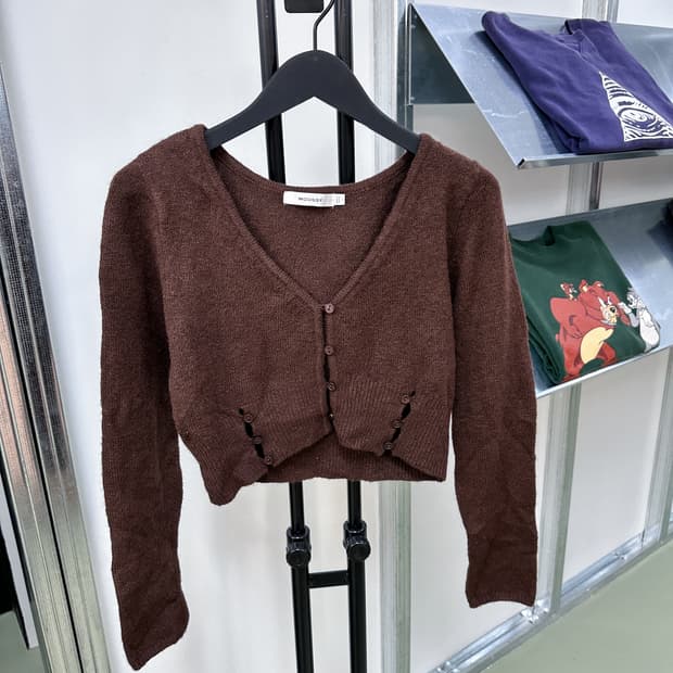 moussy brown crop cardigan