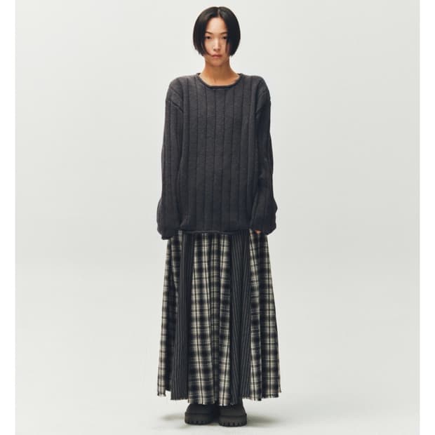 새상품) 플리즈프로젝트 니트 리브드 니트 차콜