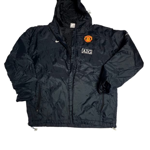[나이키] 블록코어 근본 맨유 AIG 스폰서 올블랙 후드 바람막이 실측L