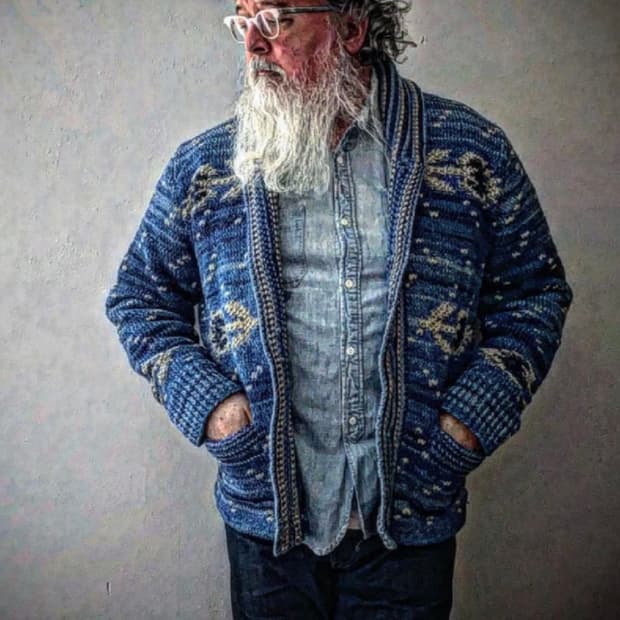 RRL 핸드 니트 나바호 숄카라 가디건