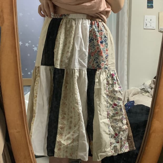 빈티지 모리걸 하구미 마루 세로 패치스커트 지구네 핀터깔 카메 카모메산장