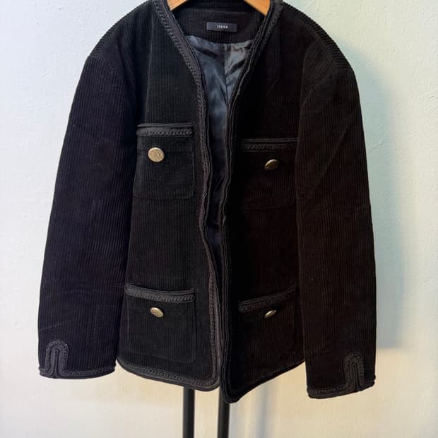 정품) 시스템 한섬 여성 블랙 코듀로이 자켓 82