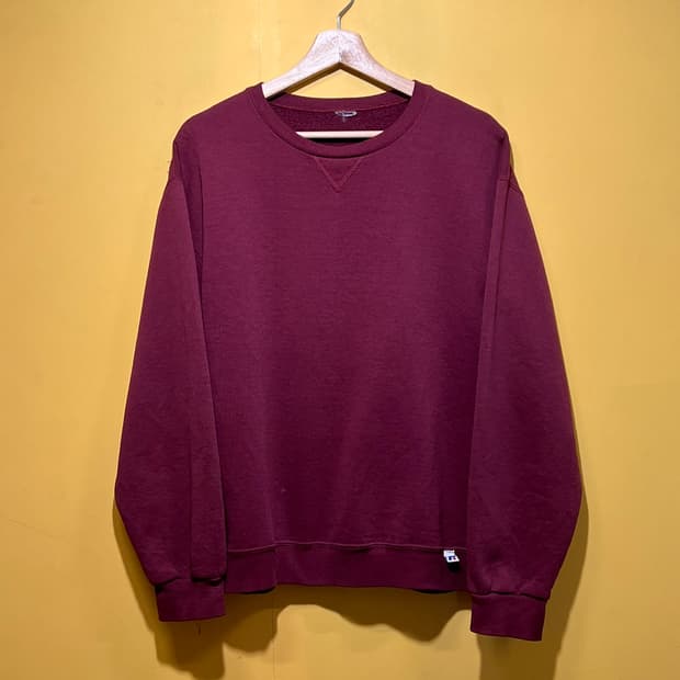 [M] 러셀 애슬레틱 빈티지 무지 맨투맨 버건디 크루넥 스웻셔츠