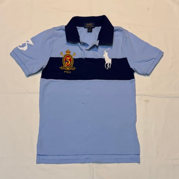 폴로 랄프로렌 빅포니 치프키프 금장 카라티 스카이블루