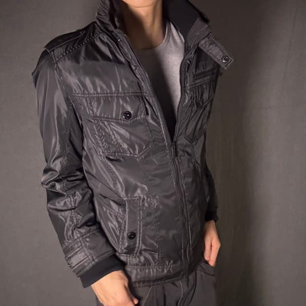 y2k 나이론 라이더 자켓