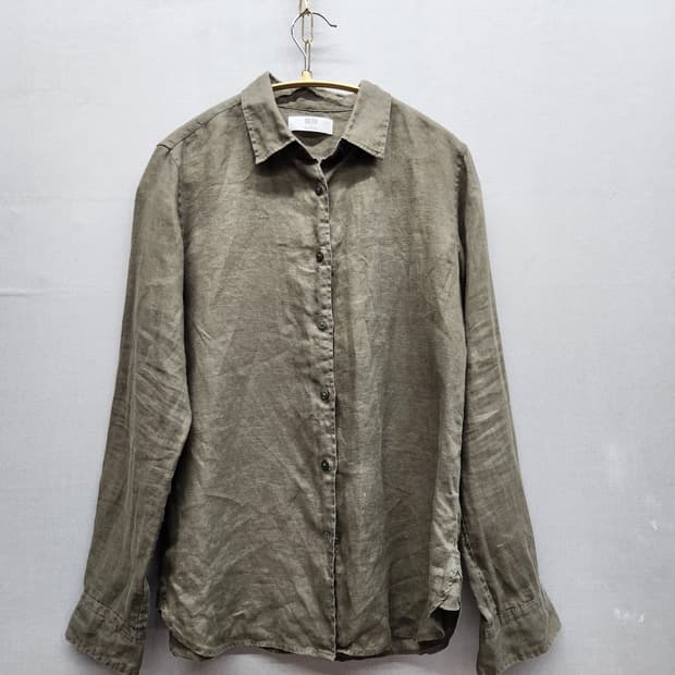 유니클로 올리브카키 린넨 셔츠 S(S)