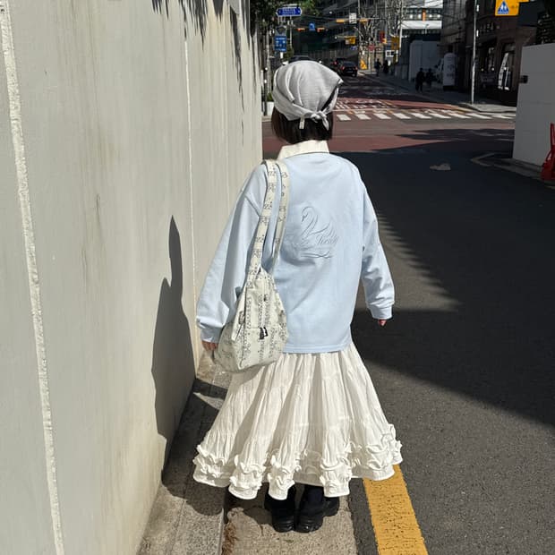 Middle frill skirt - white