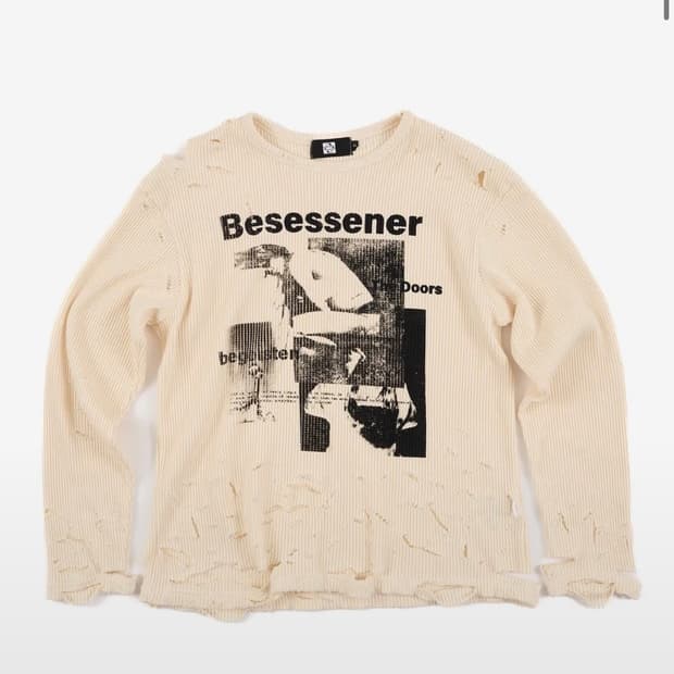 Besessener Hand Distressed Waffle T-Shir