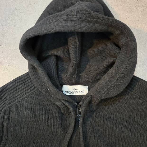 스톤아일랜드 니트 후드집업 블랙 XL