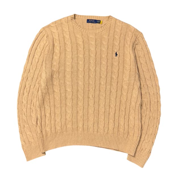 폴로 랄프로렌 QR라벨 케이블 니트 베이지