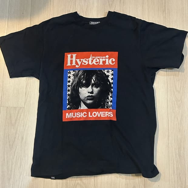 히스테릭 글래머 HG 뮤직 매거진 티셔츠 블랙 M