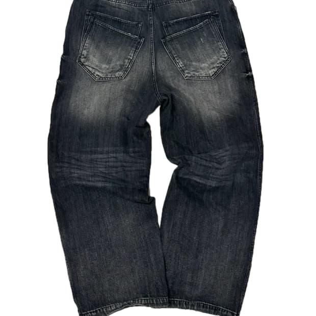 (2) 논노드 더블 포켓 재패니스 데님 워시드 블랙